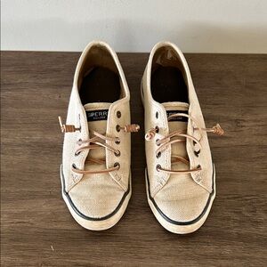 Sperry Women's Beige Canvas Boat Shoes